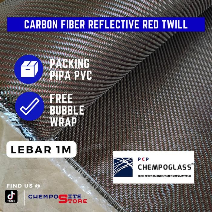 

AT serat carbon fiber red reflective metalic TWILL 200Gsm L 1m
