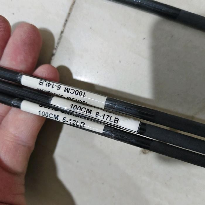 Bahan Carbon Solid Blank Joran Label Putih 100 120 150 Cm Solid Carbon Kilap Terlaris