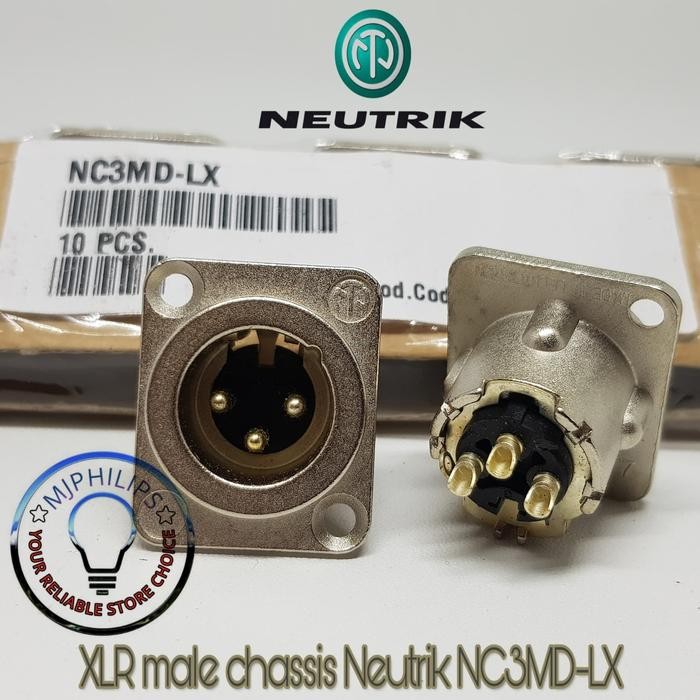 Konektor Soket XLR male 3 chassis Neutrik ORI NC3MD-LX masih ready