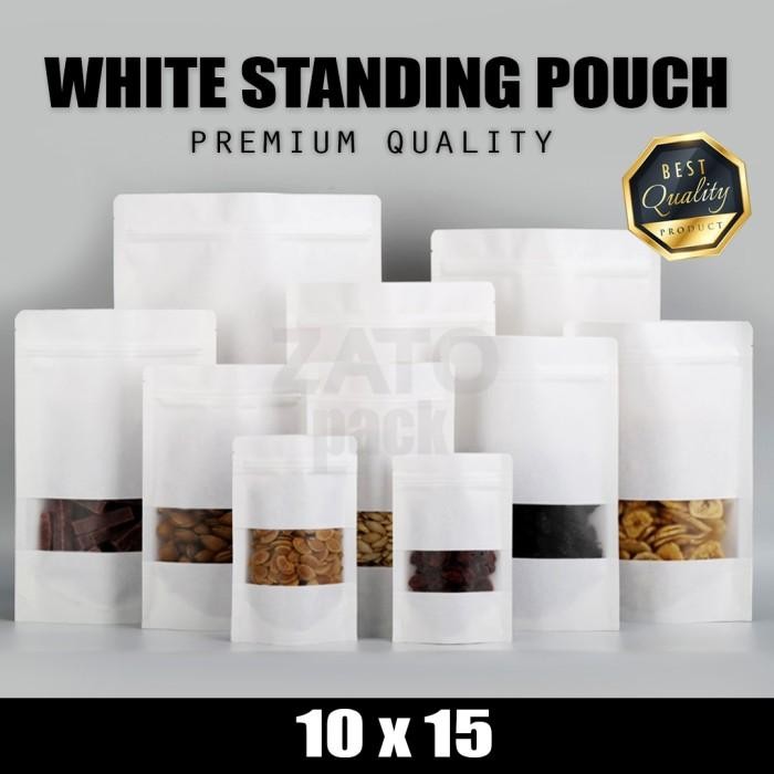 (Expert) 10x15 Kraft Paper bag WHITE standing pouch ZATOPACK - kemasan