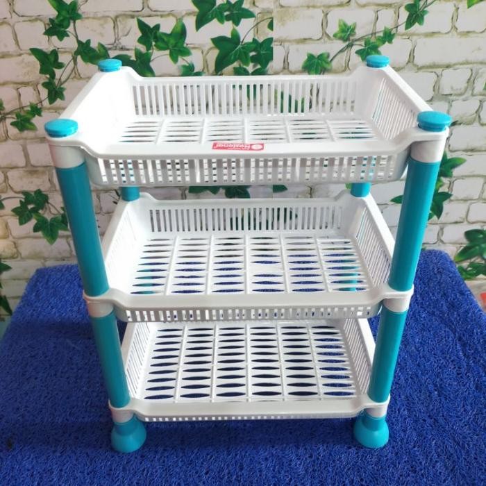 (Expert) RAK PLASTIK 3 SUSUN SEGI PUTIH FLOWER / RAK KOSMETIK RAK DAPUR RAK BAWANG RAK MINI