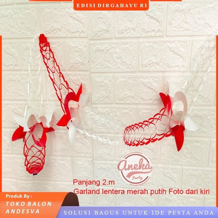 Hiasan garland merah putih HUT RI / Garland 3D Ornamen dirgahayu merah putih Murah