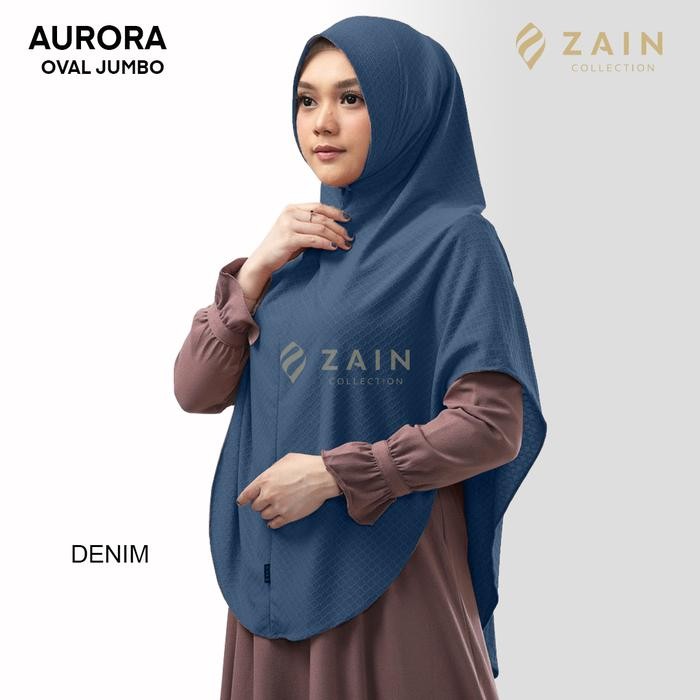 Hijab Instan Syari Motif Timbul Bergo Oval Aurora Jumbo ZainCollection