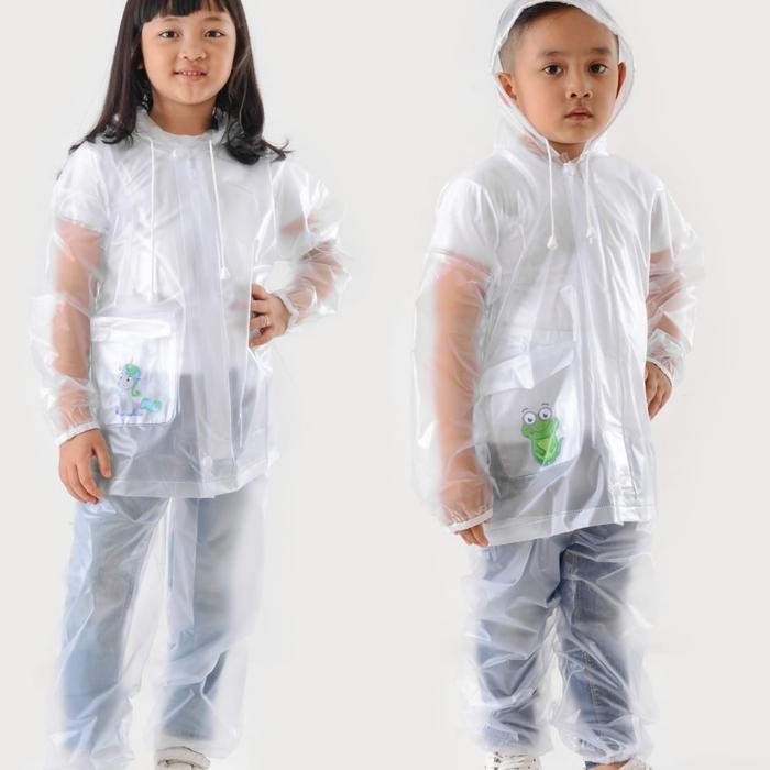 Setelan Mantel/Jas Hujan Anak Transparan Coat Kids Unisex - Bromo Coco Berkualitas