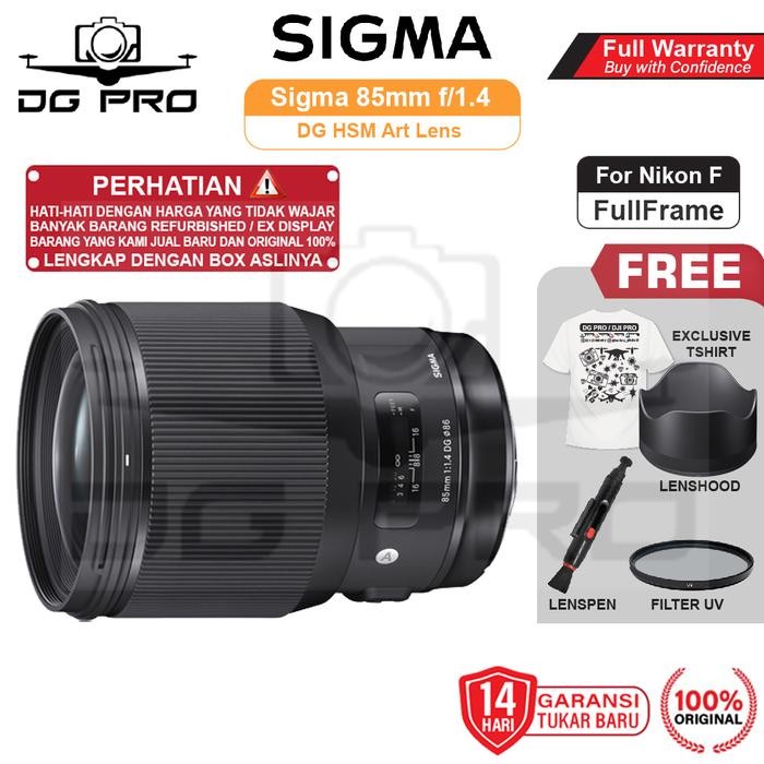 Sigma 85mm f1.4 DG HSM Art Lens for Nikon F / Lensa Sigma 85 mm f/1.4 Original