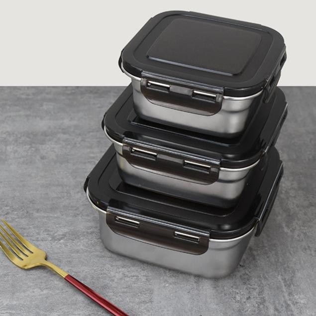 Kotak tupperware stainless foodgrade makanan penutup klip anti tumpah