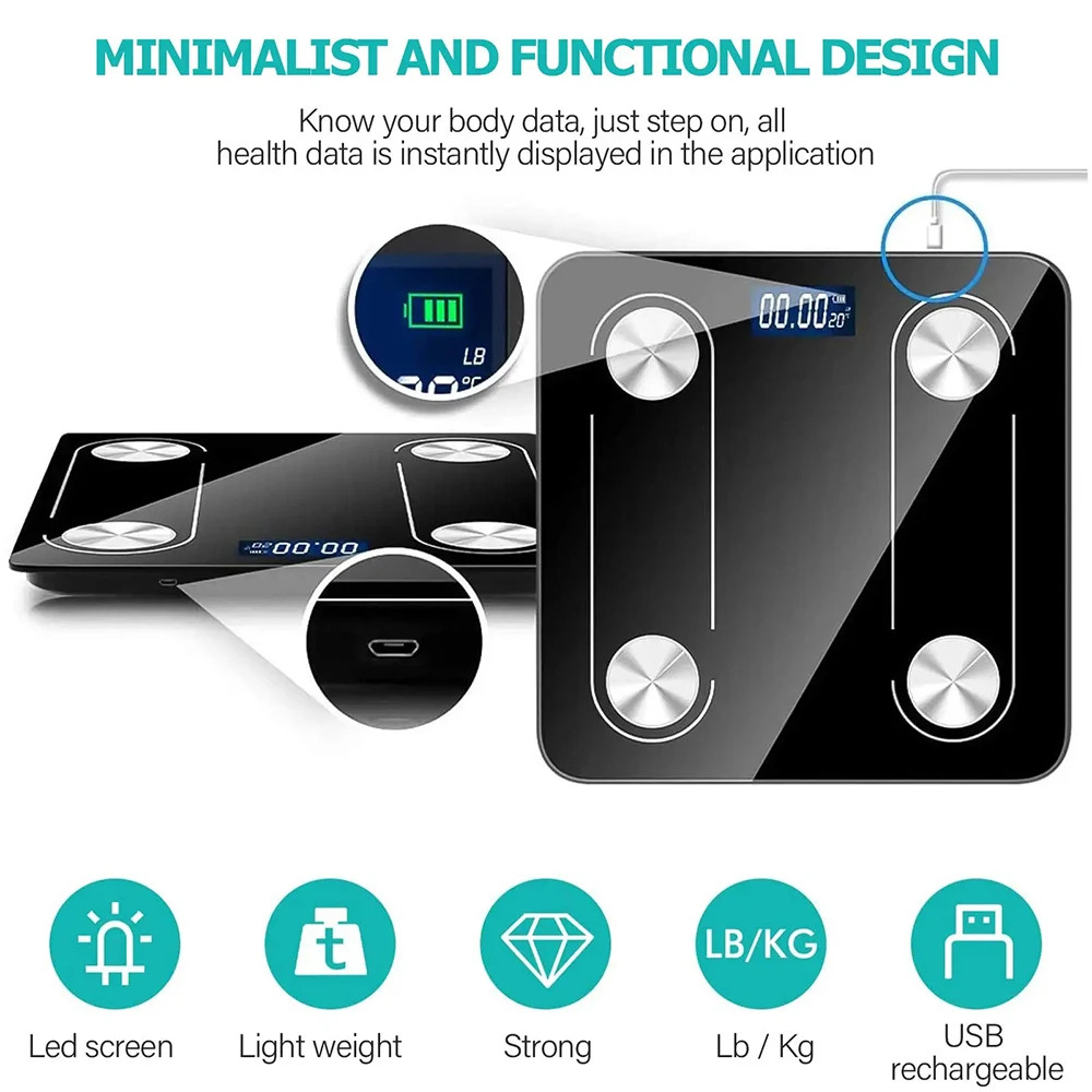 Home Scale Bluetooth Body Fat Accurate Mobile Analyzer App BMI Smart Electronic Analyzer Bathroom