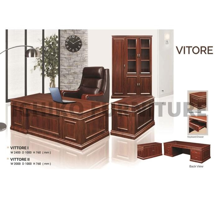 Meja Kayu Eksekutif Vitore - Iiko Direktur Kantor Wood Exclusive