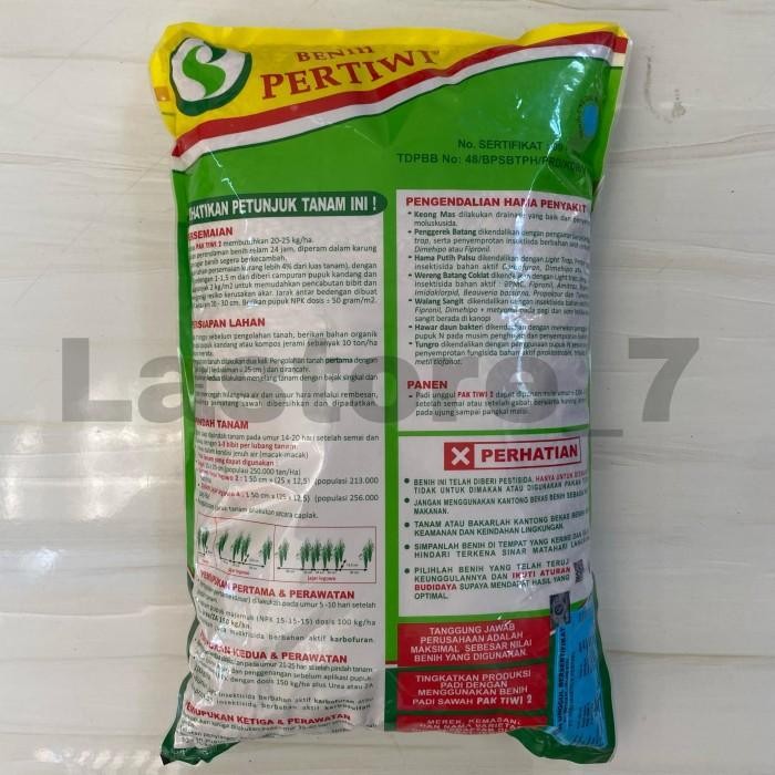 Benih Padi Sawah Pak Tiwi 2 Isi 5 Kg Kemasan Asli Pabrik Benih Pertiwi Benih Padi