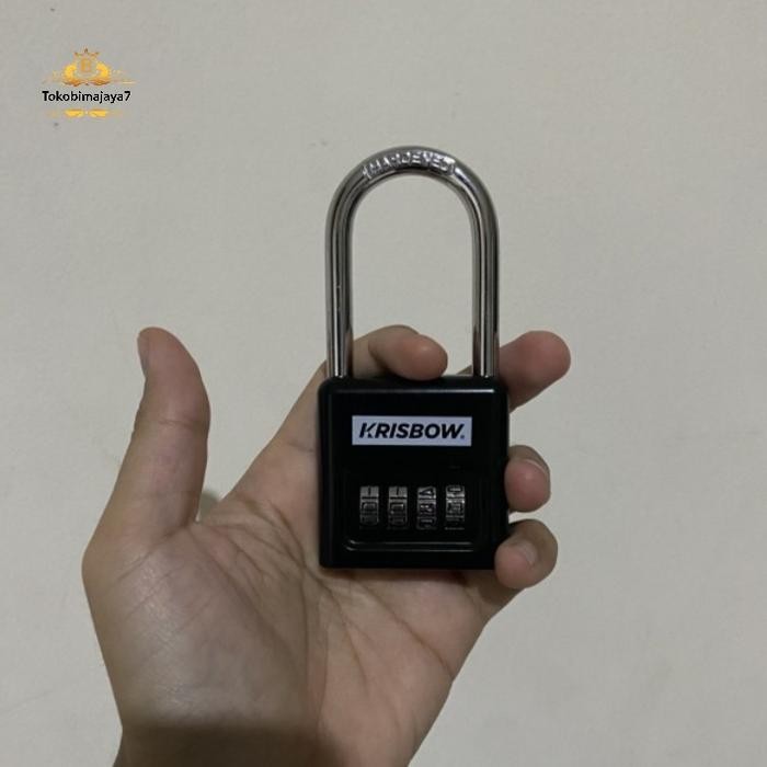 Gembok Krisbow Gembok kombinasi tanpa kunci / Gembok 4 Angka Kombinasi Long Shackle Krisbow