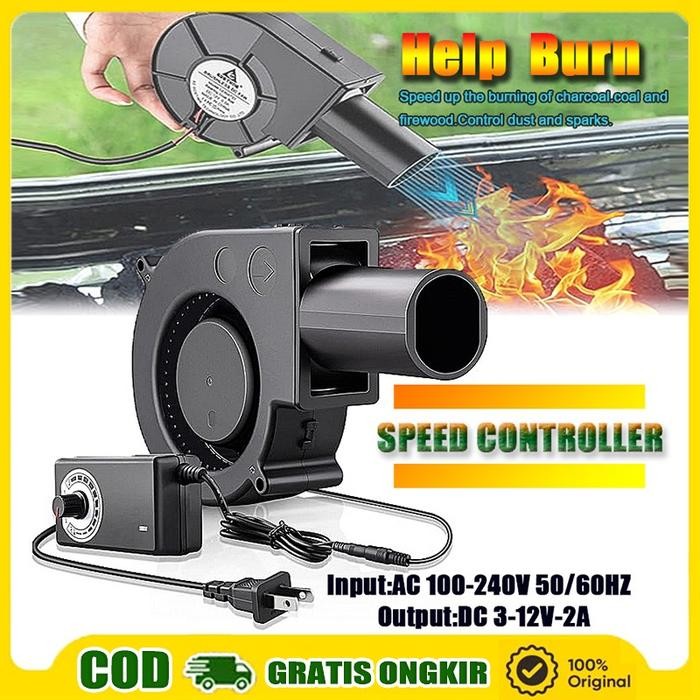 OPTIVIA Blower Mini BBQ Kipas 1 Set Blower Ac Turbocharger Portabel Kecil Dengan Pengontrol