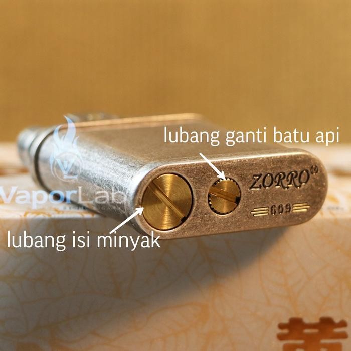 Korek Api Minyak Classic Zorro 609 Vintage Copper Oil Lighter Giftbox
