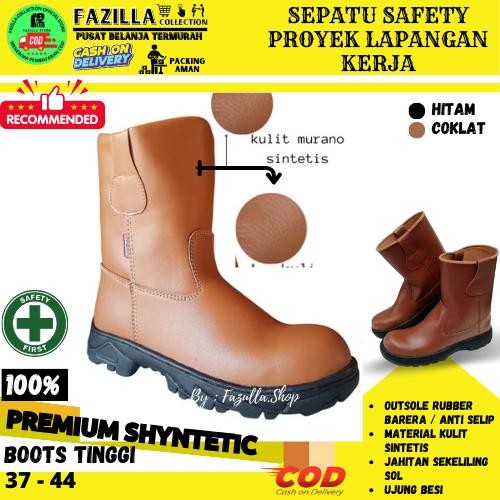 Terbaru Sepatu Pria Safety Boots Panjang Warna Coklat Boots Pria Sepatu
