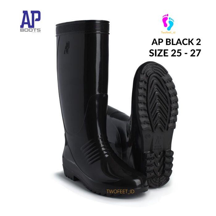 Terbaru Sepatu Boots Panjang Hitam - Ap Boots Hitam Tinggi - Ap Black 2 Hitam Tinggi Sepatu Boots