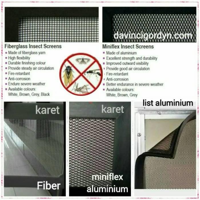Kasa Nyamuk Fiberglass List Karet / Kawat Nyamuk jendela atau pintu