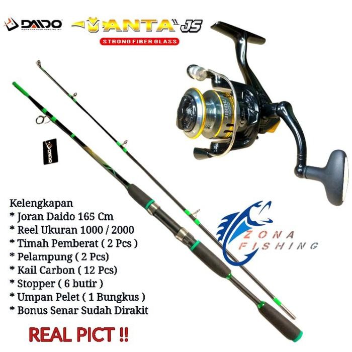 Ready Joran Daido JS 1 Set Pancing Galatama 165 cm Reel 8 Bb 1000 2000