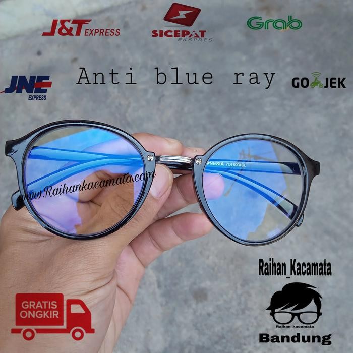 Kacamata bulat lensa anti radiasi komputer normal minus dan cylindris