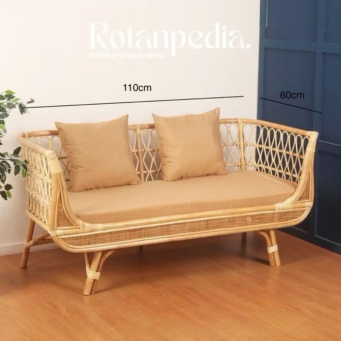 Sofa Ban Rotan Nimalis 3 Seater / Sofa Tamu Panjang Rotan / Kursi Sofa Sandaran Rotan / Sofa Blanca