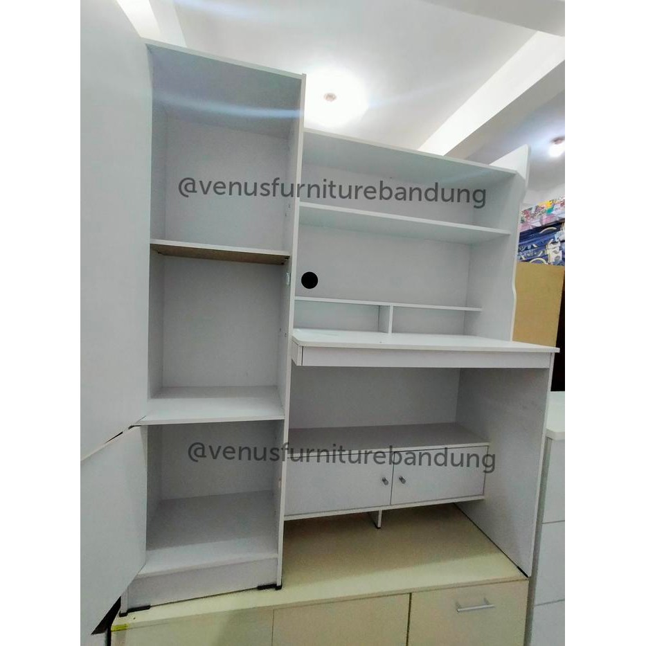 Meja Belajar Rak Buku Anak Putih Polos Bandung