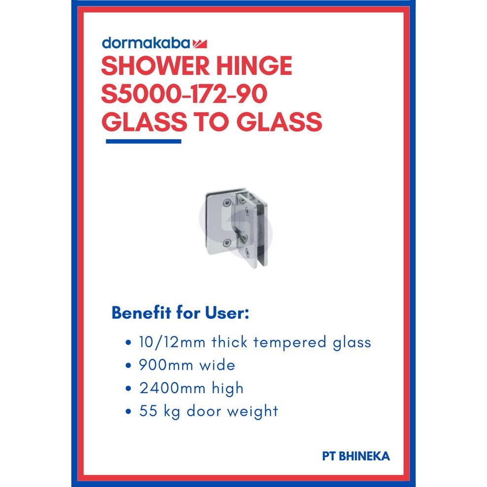 Dorma S5000-172 Glass to Glass dormakaba shower hinge Set