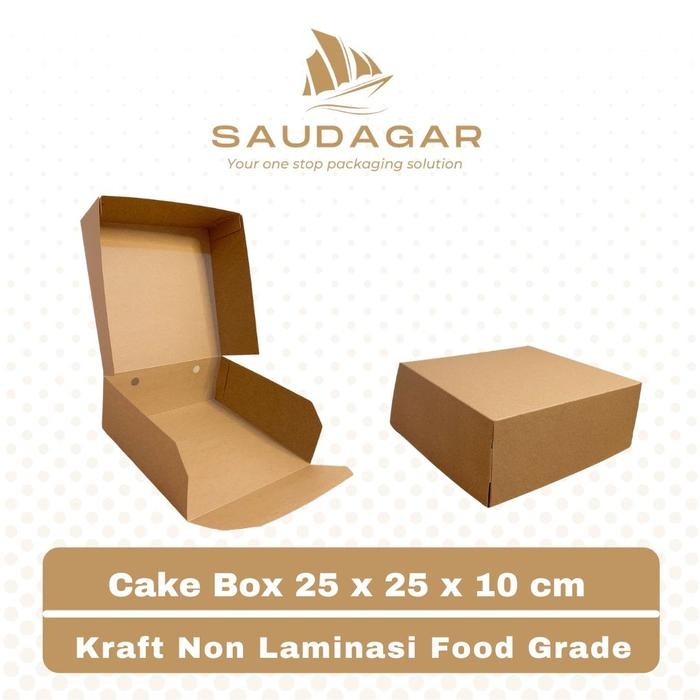 

Box kotak kue bolu cake bahan kraft tebal ukuran 25x25x10 cm