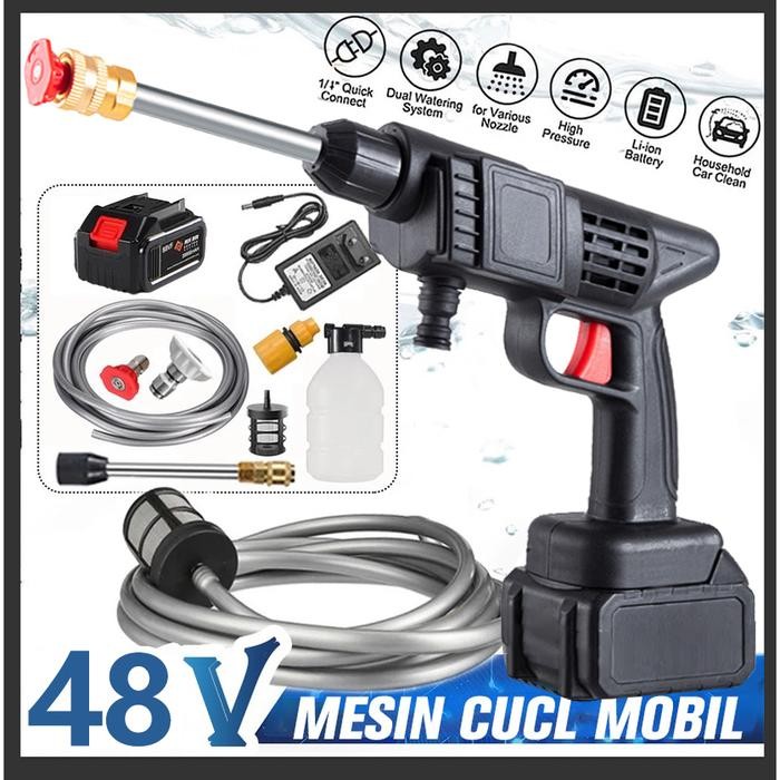 24V/48V Cordless Brushless Jet Cleaner Alat Cuci Mobil Pembersih Motor