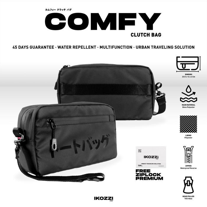 NEW Ikozzi Tas Pria Comfy Handbag Pria Pouch Bag Cowok Tas Selempang & Genggam Clutch Bag Hitam