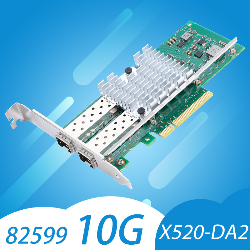 Intel X520-DA2 10Gb SFP+ PCI-E Network Card NIC, with Intel 82599ES Chip, Dual SFP+ Port, PCI