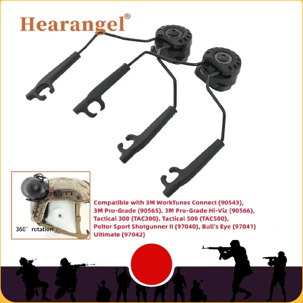 Tactical Helmet ARC Rail Adapter for 3M Peltor TACTICAL 300/500 Electronic Earmuffs Hearing