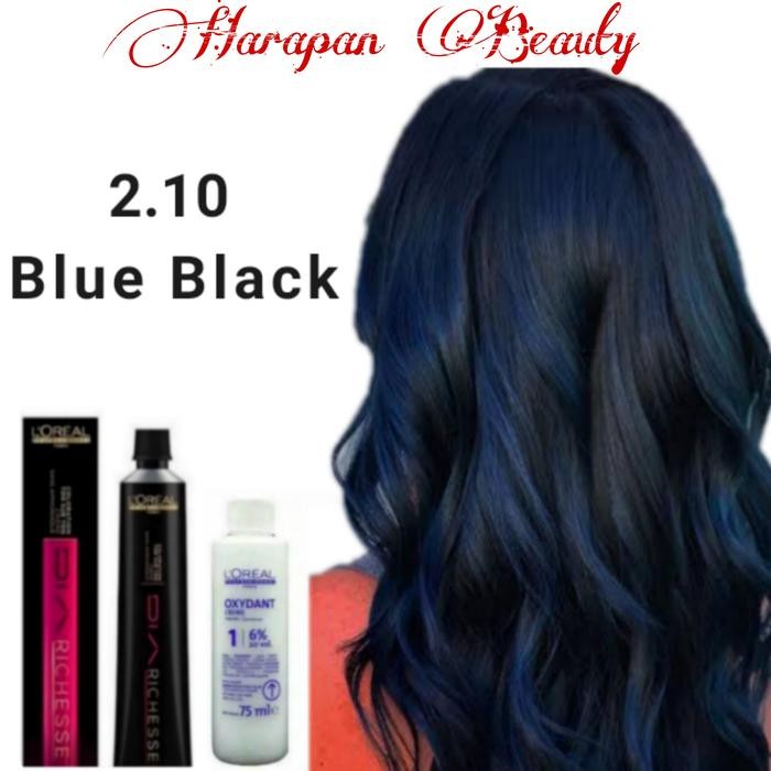 Cat rambut loreal toning diarichesse 2.10 Blue black , warna rambut