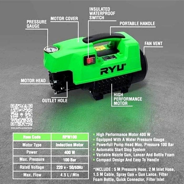 Mesin Cuci Steam Mobil Motor Listrik Jet Cleaner Ryu Tekiro Rpw 100 Pasti Ori