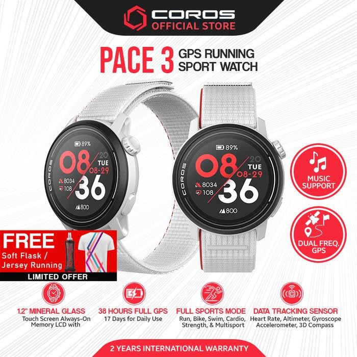 COROS Pace 3 GPS Running Sport Watch Nylon White