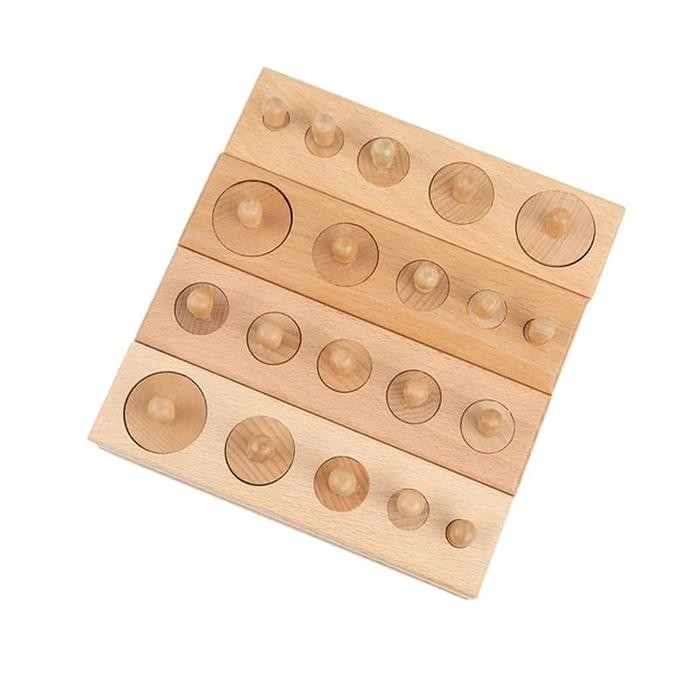 Aparatus Montessori Knobbed Cylinder Socket Silinder