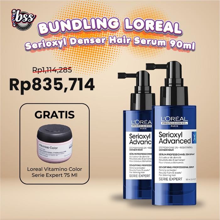 BUNDLING PAKET LOREAL SERIOXYL DENSER DENSITY ACTIVATOR 90ML / LOREAL SERIOXYL ADVANCED SHAMPOO