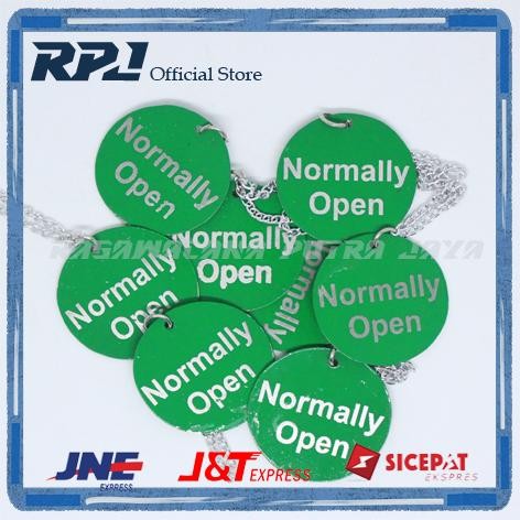 

Hanger Label Tag "Normally Open" Hijau 40mm Dua Sisi (Bolak Balik)