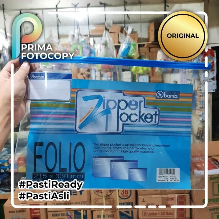 

Map Zipper Pocket F4 Folio Legal Bambi Pelindung Dokumen Sleting A4