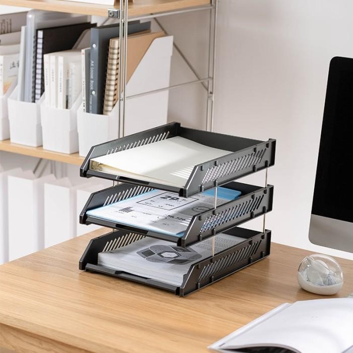 

Rak Berkas Dokumen Meja Kantor Buku Paper Tray Organizer 3 Susun Murah