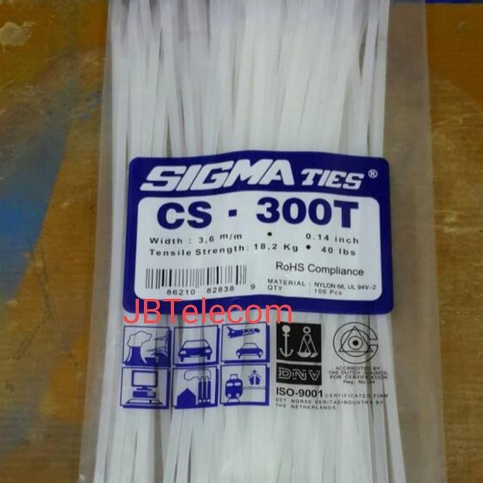 

Kabel Ties/Cable Tie Sigma 300T Hitam/Putih isi 100pcs