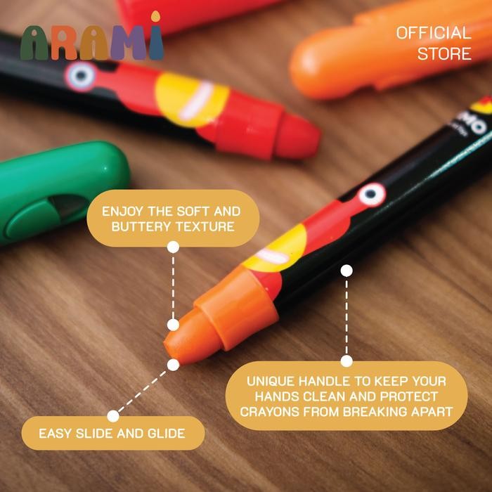 

Ommo Arami Crayon Washable Silky Crayons Sutra Halus Krayon Anak