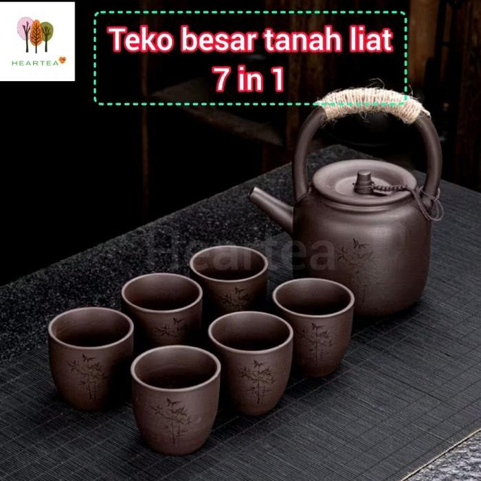 Japanese Style Clay Tea Pot Set / Teko Set Tanah Liat Klasik