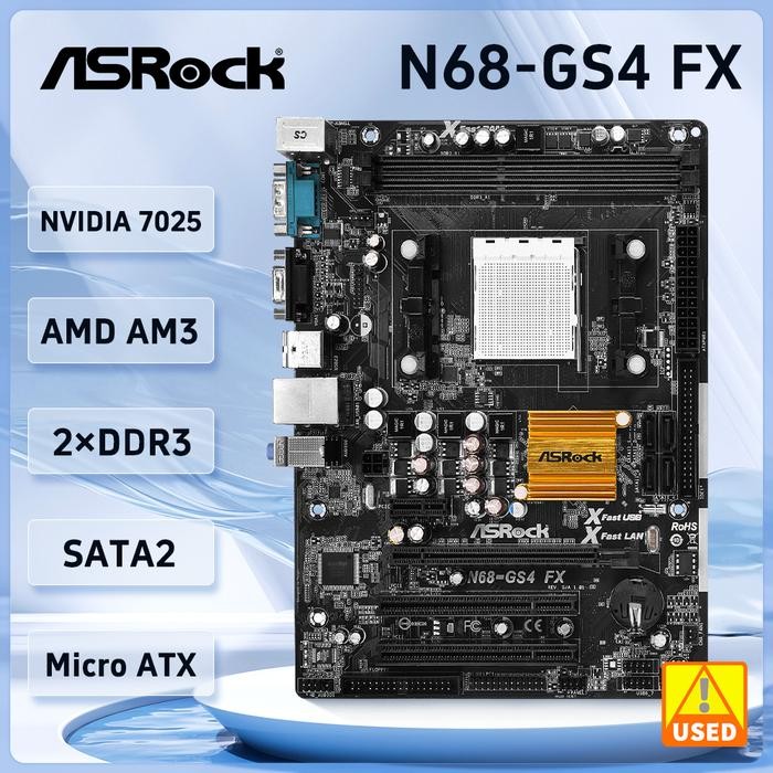 Socket AM3+ /AM3 Motherboard Asrock N68-GS4 FX  Motherboard 2xDDR 16G USB 3.1Micro ATX For AMD Pheno