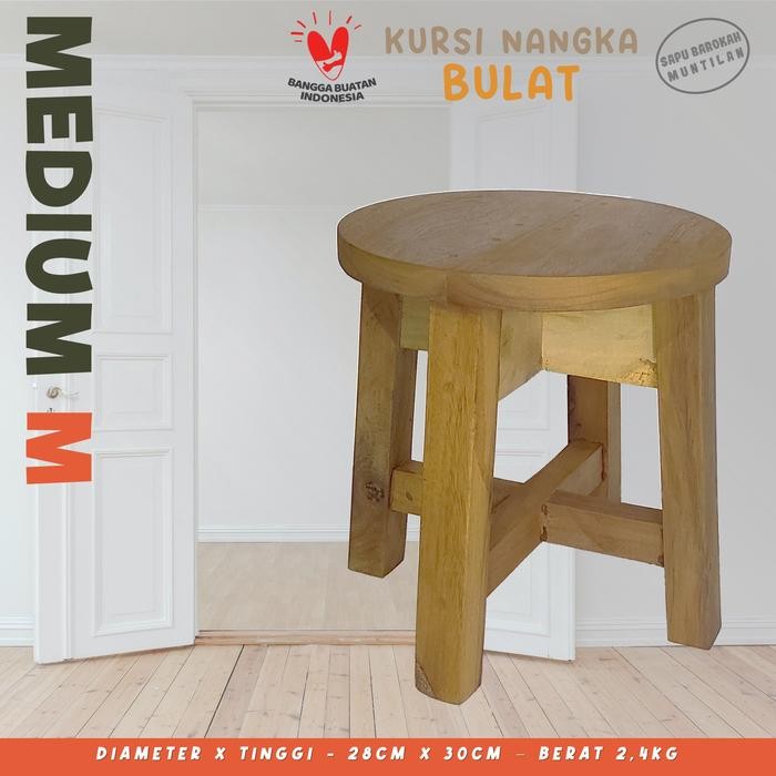 Kursi Bangku Jongkok / Dingklik Kayu Nangka Tipe Bulat Medium