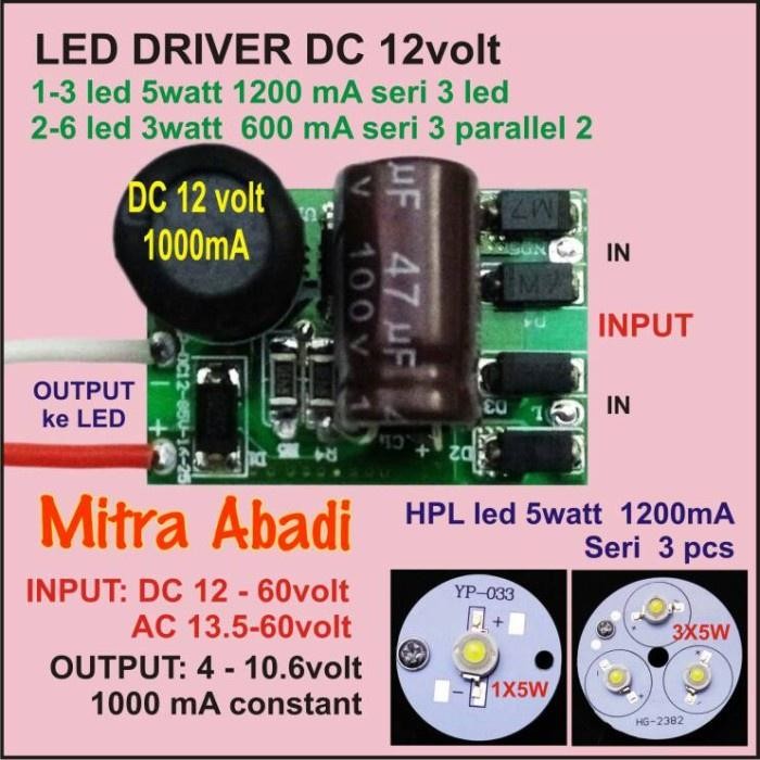 (Expert) LED Driver 12 Watt 1000 mA DC-DC Tanpa Casing