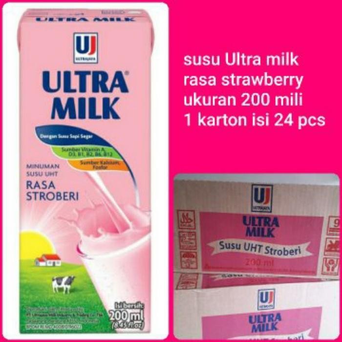 

(Expert) susu Ultra rasa strawberry ukuran 200 ml