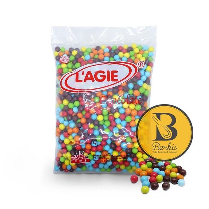 

(Expert) Lagie Golden City Mini Mix 1 Kg Bola Coklat Warna Warni Isi Biskuit