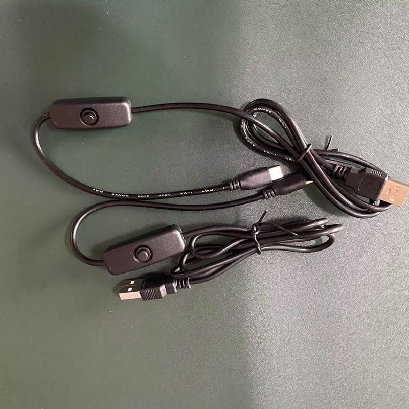 USB To Type C Switch Cable DC 5V Power Supply Extension Power Wire White Black USB To USB C Button