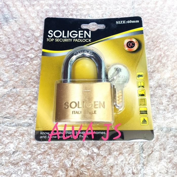 GEMBOK SOLIGEN KUNINGAN ASLI 60MILI PDK/GEMBOK KUNINGAN/GEMBOK