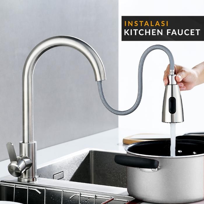 Rkg Kran Angsa Tarik Fleksibel Kitchen Faucet Dual Sprayer