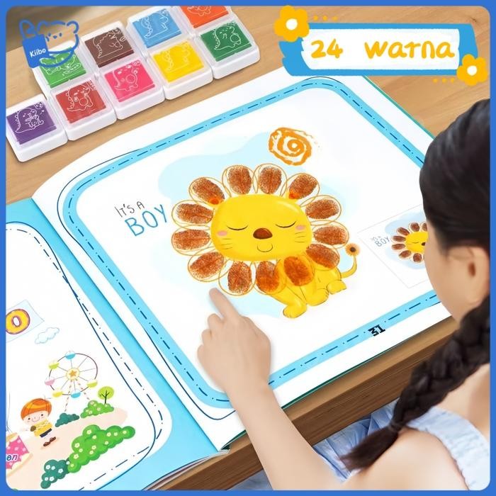 

Promo Ready Stock 24 Warna + 90 Page Finger Paint Art Box Set Prakarya Seni Mewarnai Dengan Jari