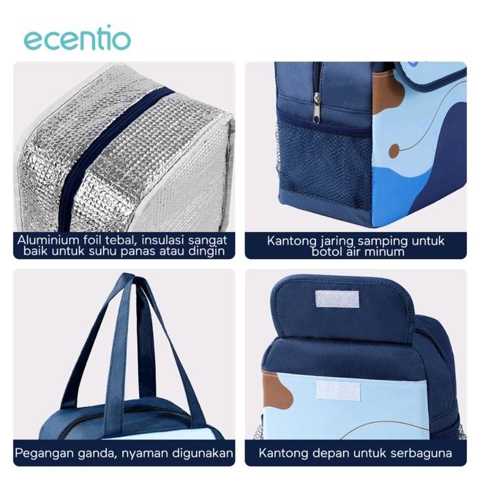 Ecentio Tas Bekal Anak Portable Tas Lunch Box Tahan Panas Pasti Ori